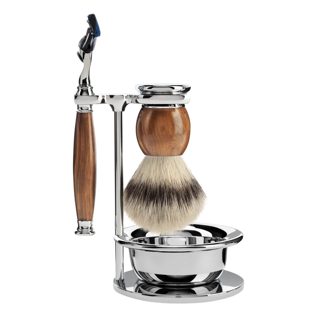 Shaving set with Shaver, Fibre Shaving Brush, Holder and Bowl, Sophist, Ironwood