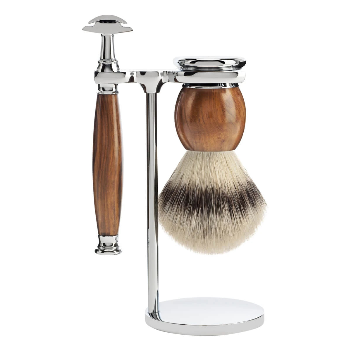 Shaving kit with DE razor, Fibre Shaving Brush and Holder, Sophist, Ironwood