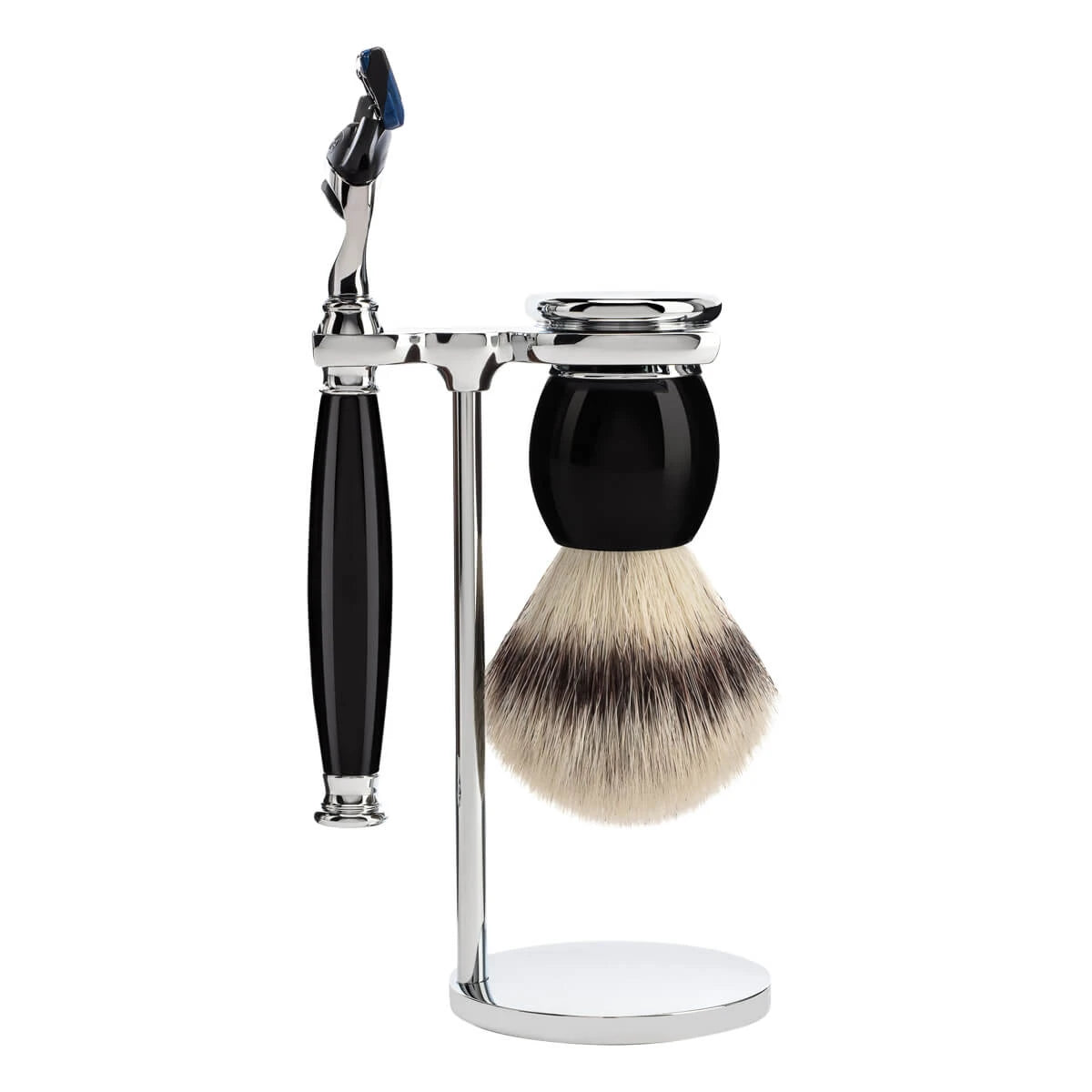 Shaving set with Shaver, Shaving Brush and Holder, Sophist, Black Resin