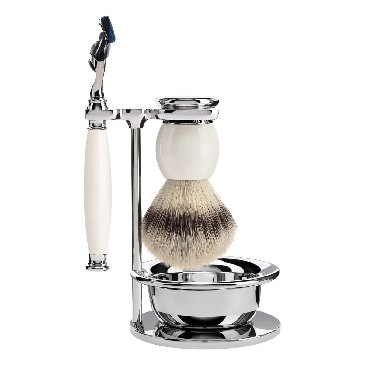 Shaving set with Shaver, Shaving brush, Holder and Bowl, Sophist, Porcelain