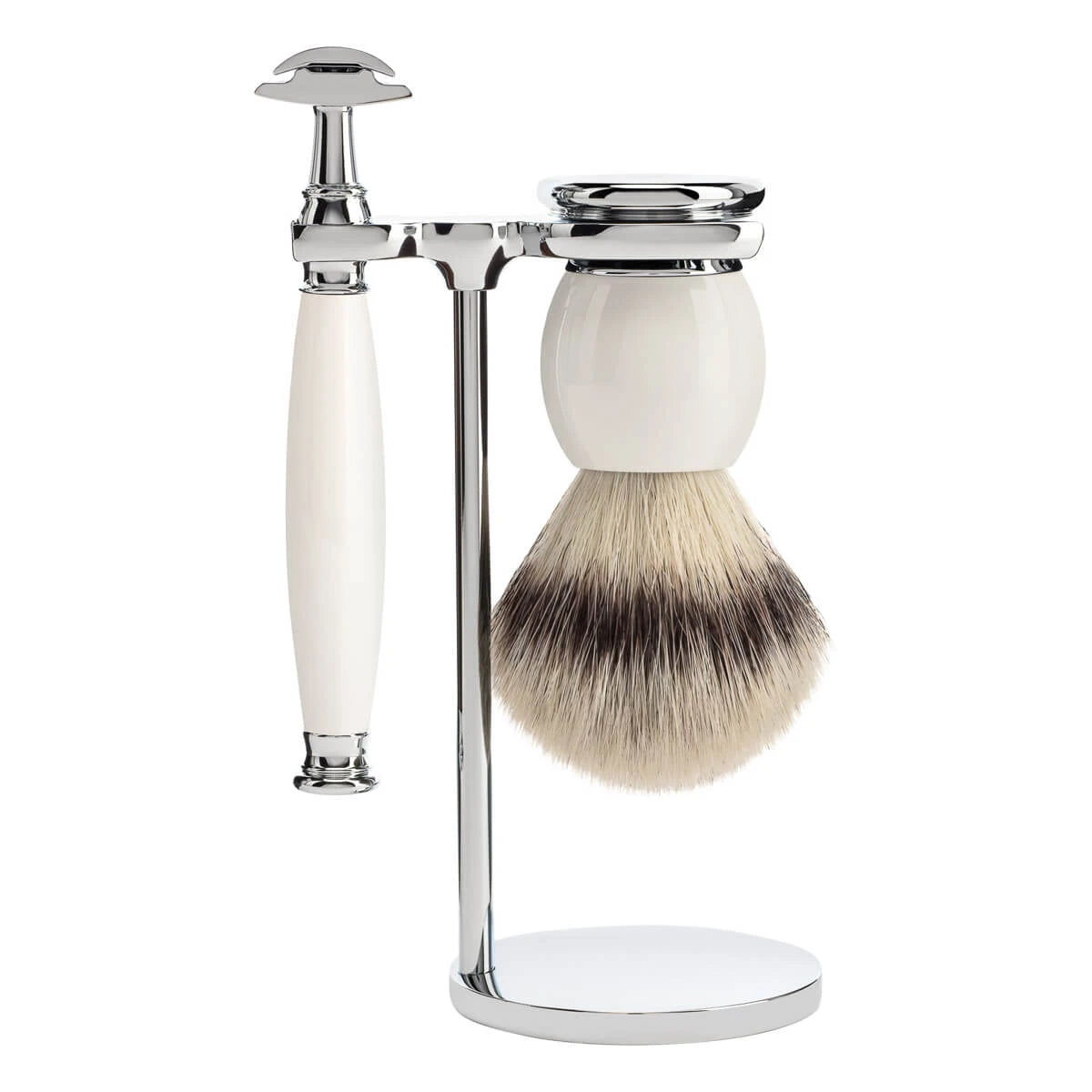 Shaving kit with DE razor, Silvertip Fibre® Shaving Brush and Holder, Sophist, Porcelain