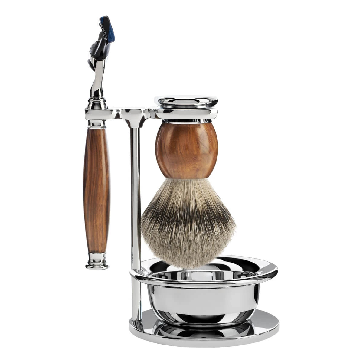 Shaving set with Shaver, Shaving Brush, Holder and Bowl, Sophist, Ironwood