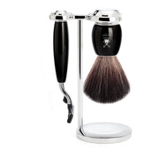 Shaving kit with Mach3 Shaver, Fibre Shaving Brush and Holder, Vivo, Black Resin