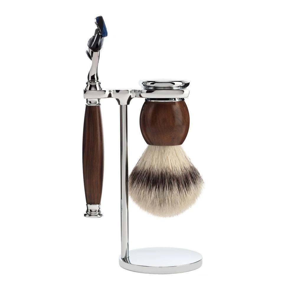 Shaving kit with Shaver, Fibre Shaving Brush and Holder, Sophist, Ironwood