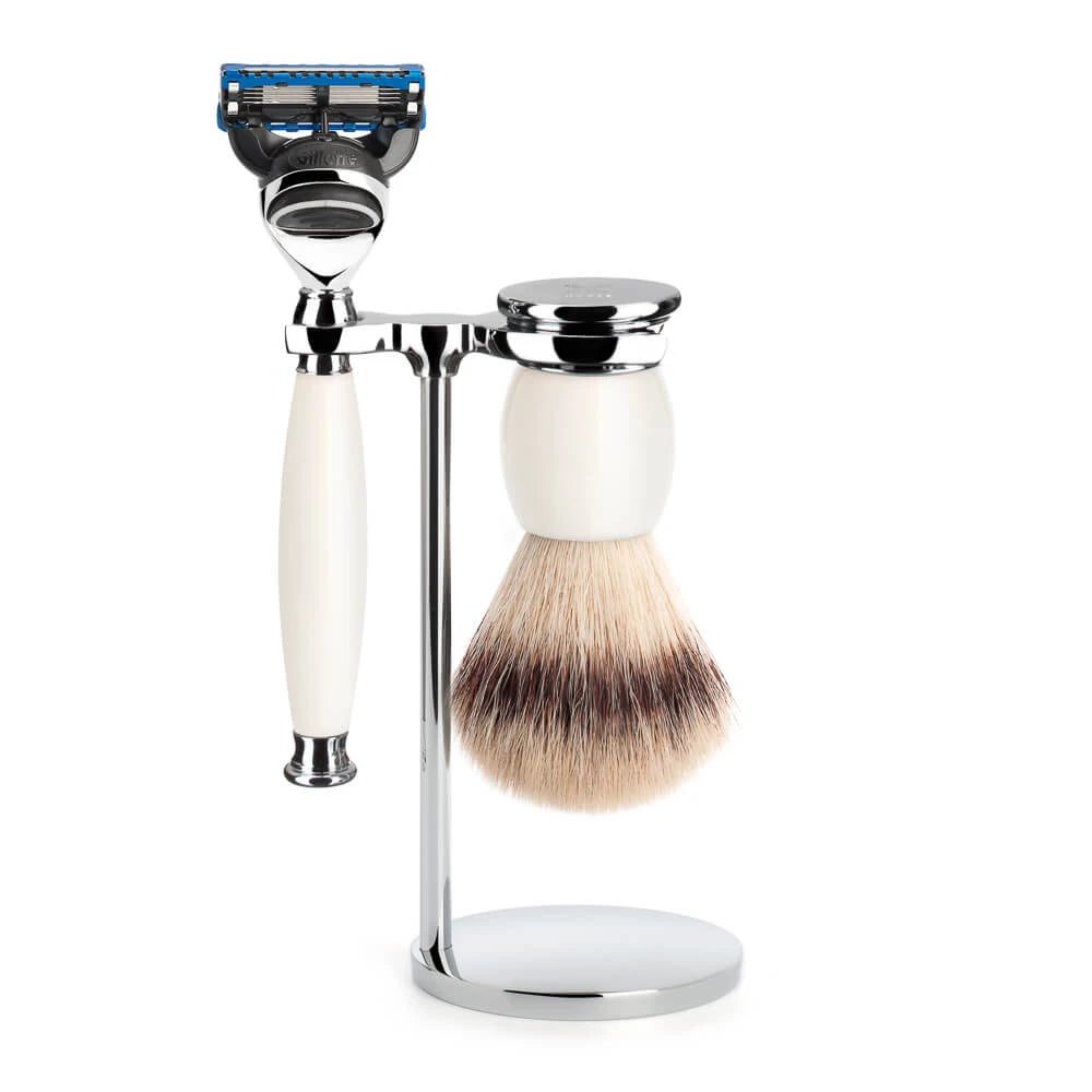 Shaving set with Shaver, Shaving brush and holder, Sophist, Porcelain