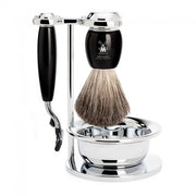 Shaving set with Mach3 Shaver, Shaving Brush, Holder and Bowl, Vivo, Black Resin
