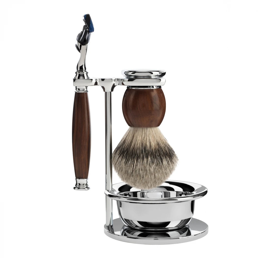 Shaving set with Shaver, Shaving Brush, Holder and Bowl, Sophist, Ironwood