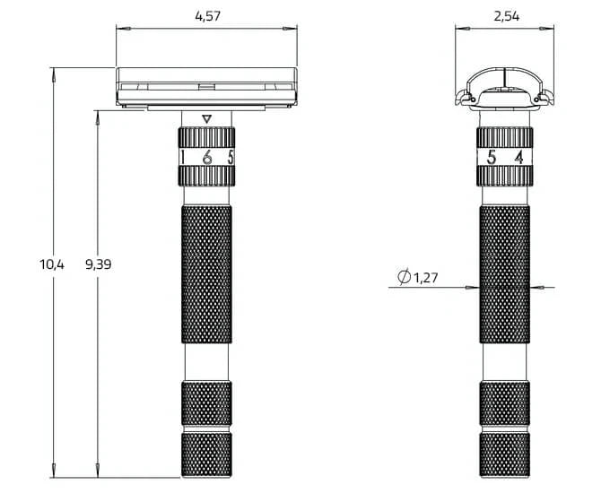 T2 Adjustable DE razor, Gunmetal