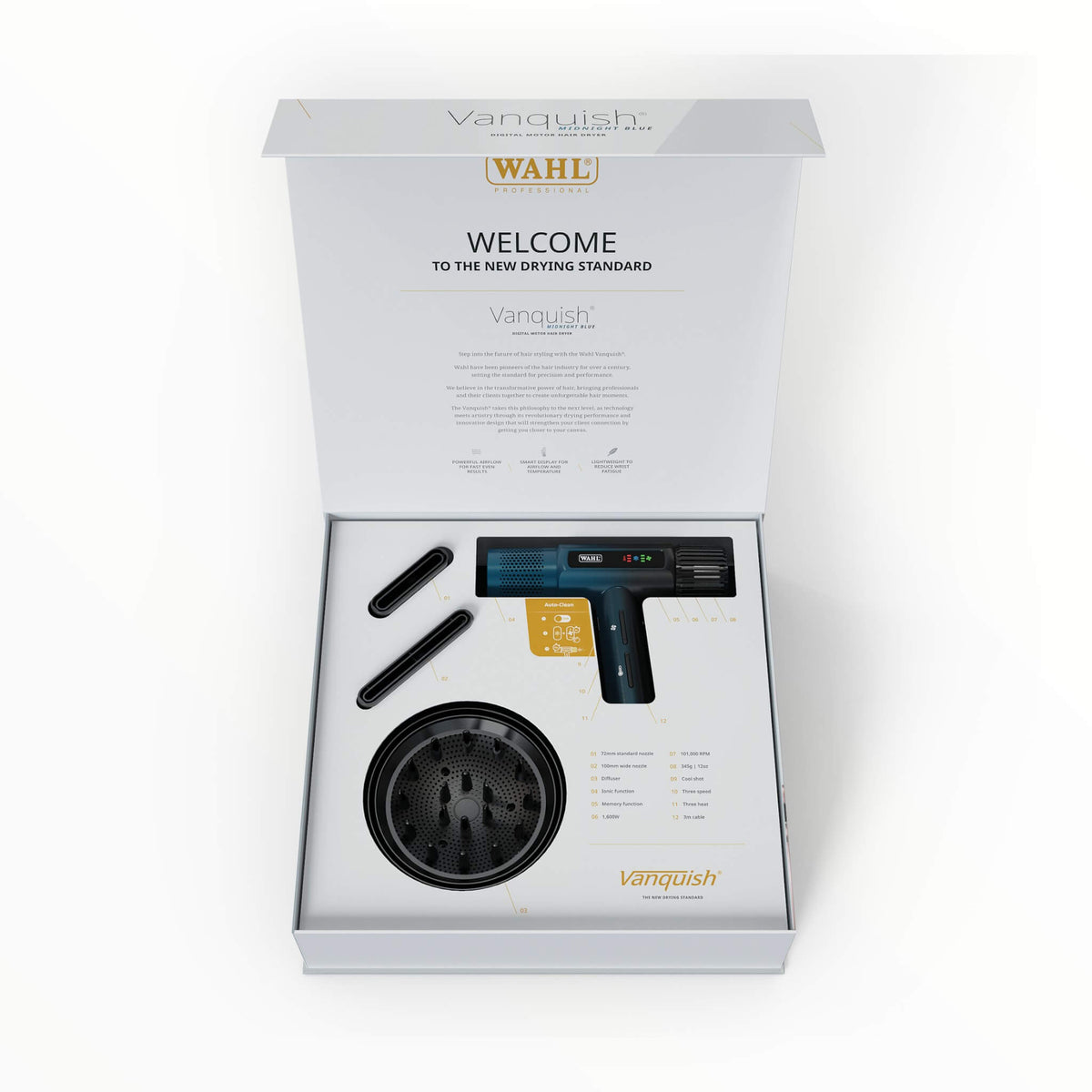 Vanquish Hair Dryer, 1600W, Midnight Blue