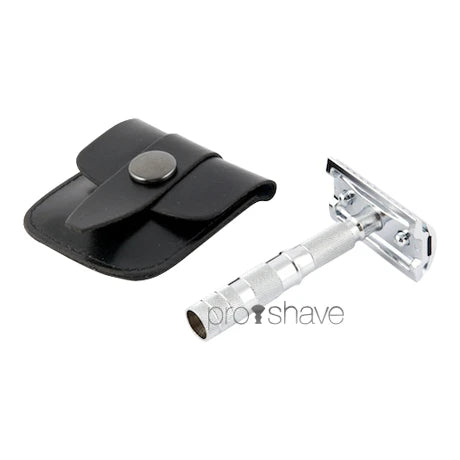 Travel scraper in leather case