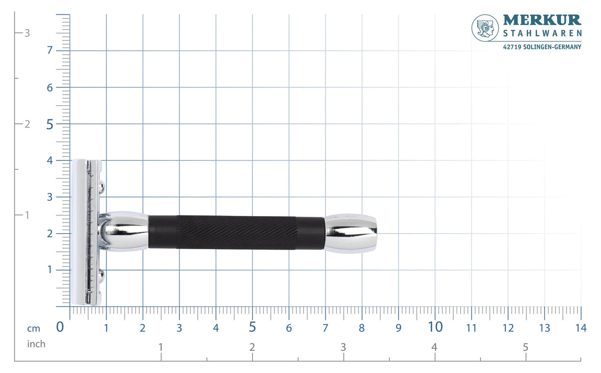 20C Safety Razor, Long, Black & Chrome